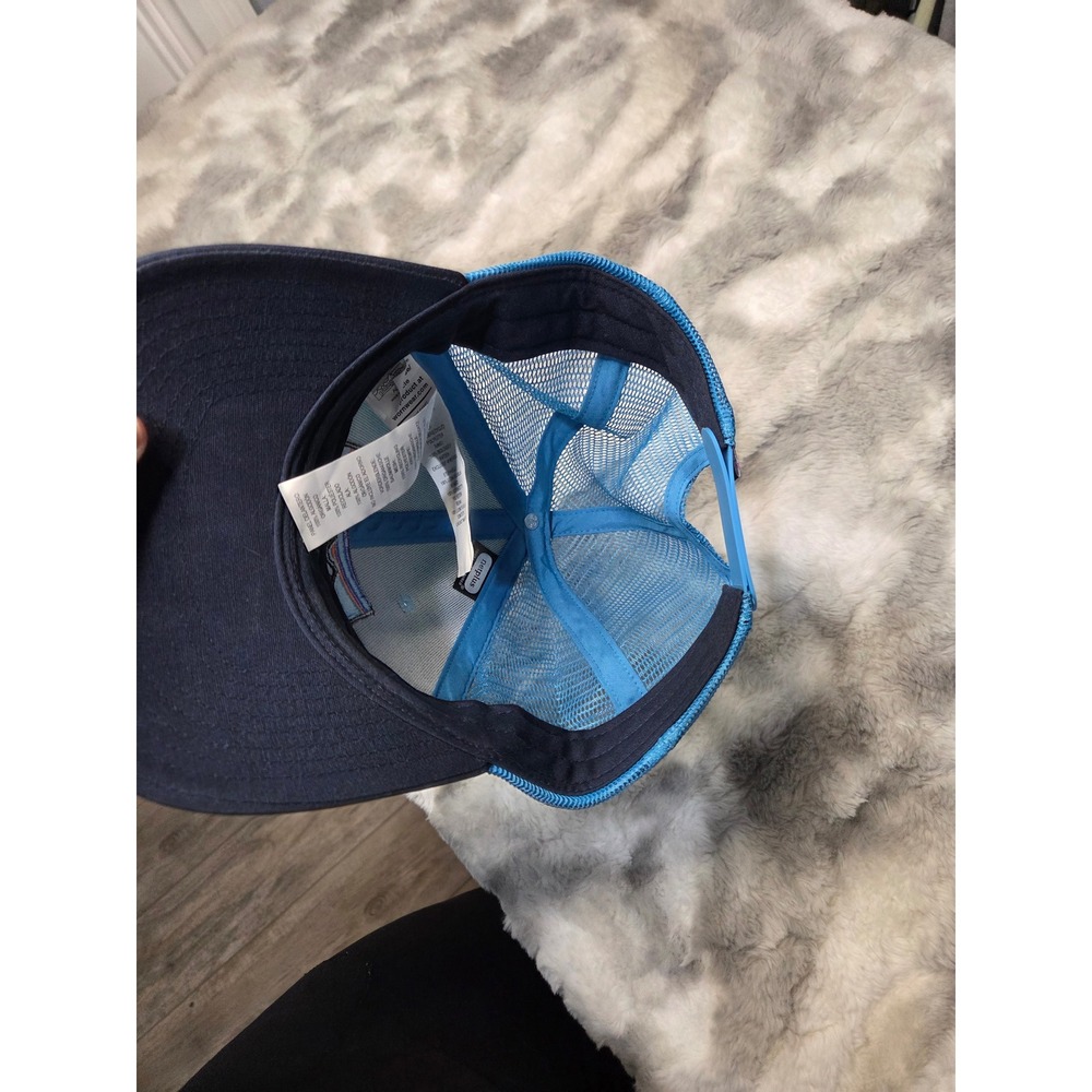 Patagonia Logo Trucker Hat Blue Mesh Snapback Baseball Cap - Picture 3 of 4